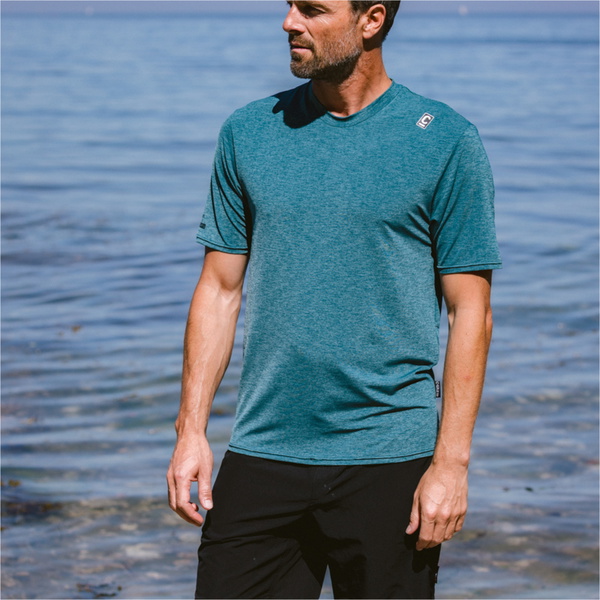 2026 C-Skins Mens Nuwave UV Short Sleeve Surf Tee C-NLYSURFM - Forest Green